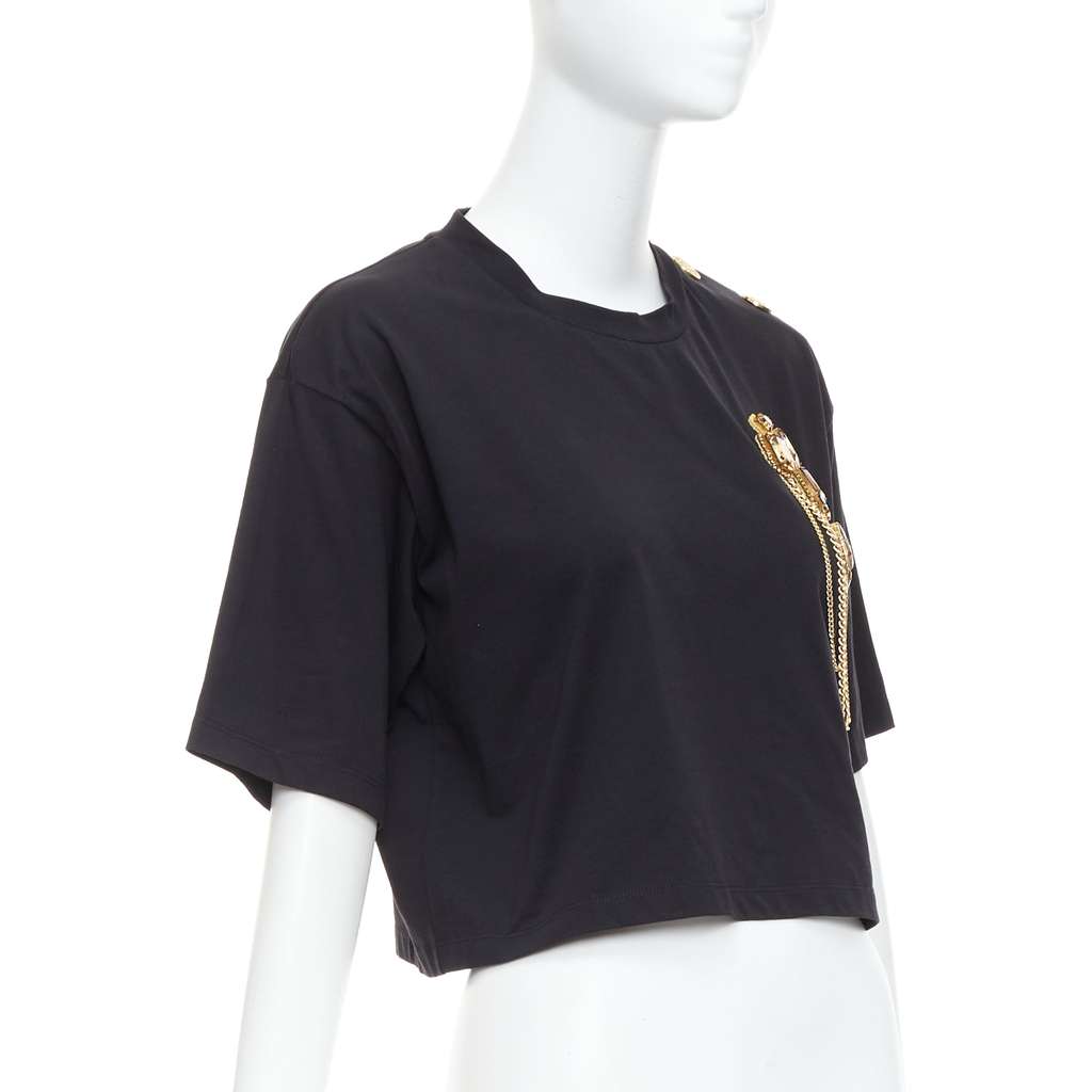 Balmain Chain Brooch Shirt Black Cotton Never worn - Inside View