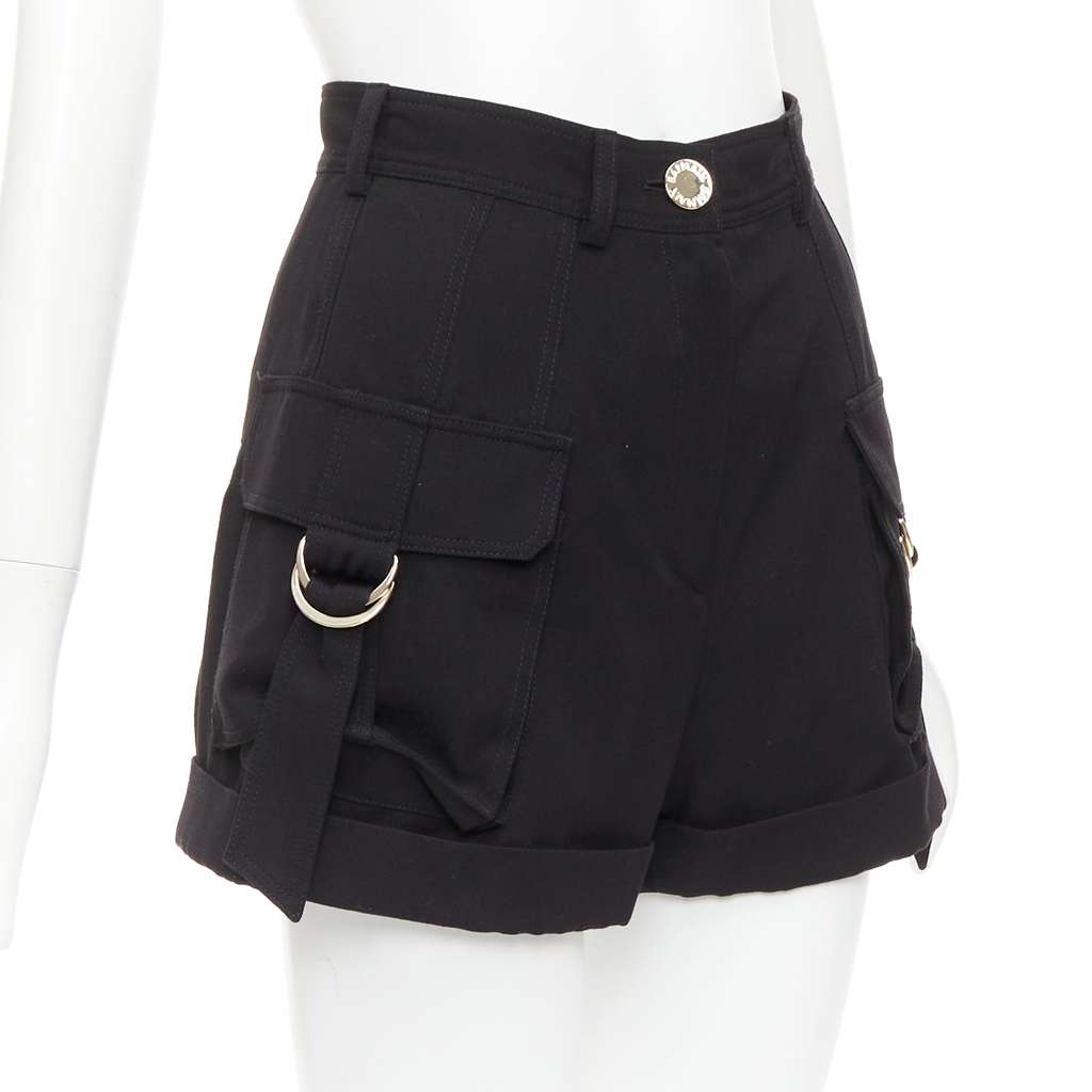 Balmain Gold Button Shorts Black Wool Very good - Inside View