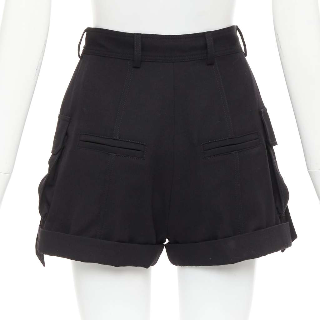 Balmain Gold Button Shorts Black Wool Very good - Box View