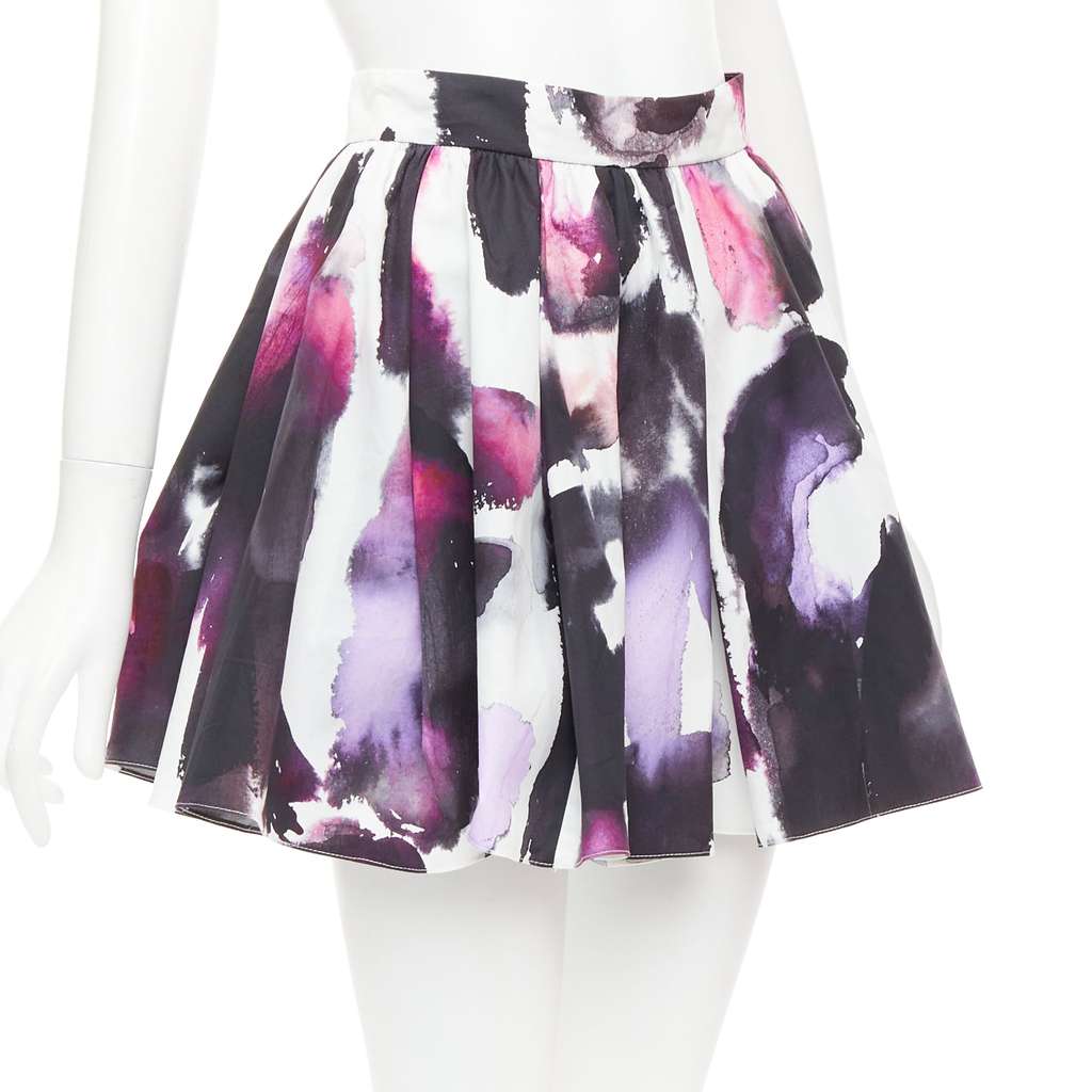 Alexander McQueen Paint Pleated Skirt Purple Cotton Never worn - Inside View