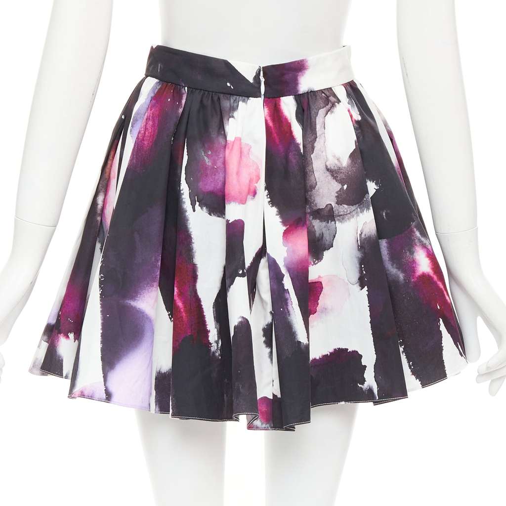 Alexander McQueen Paint Pleated Skirt Purple Cotton Never worn - Box View