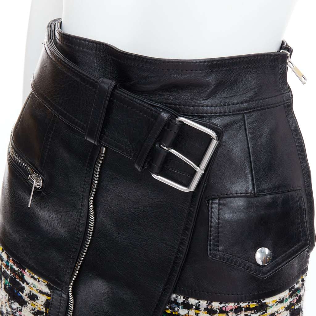 Alexander McQueen Deconstructed Biker Skirt Black Leather Very good - Back View