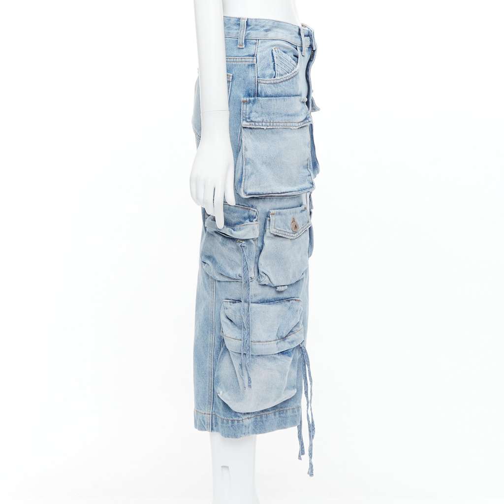 ATTICO Cargo Denim Skirt Blue Cotton Never worn - Model View