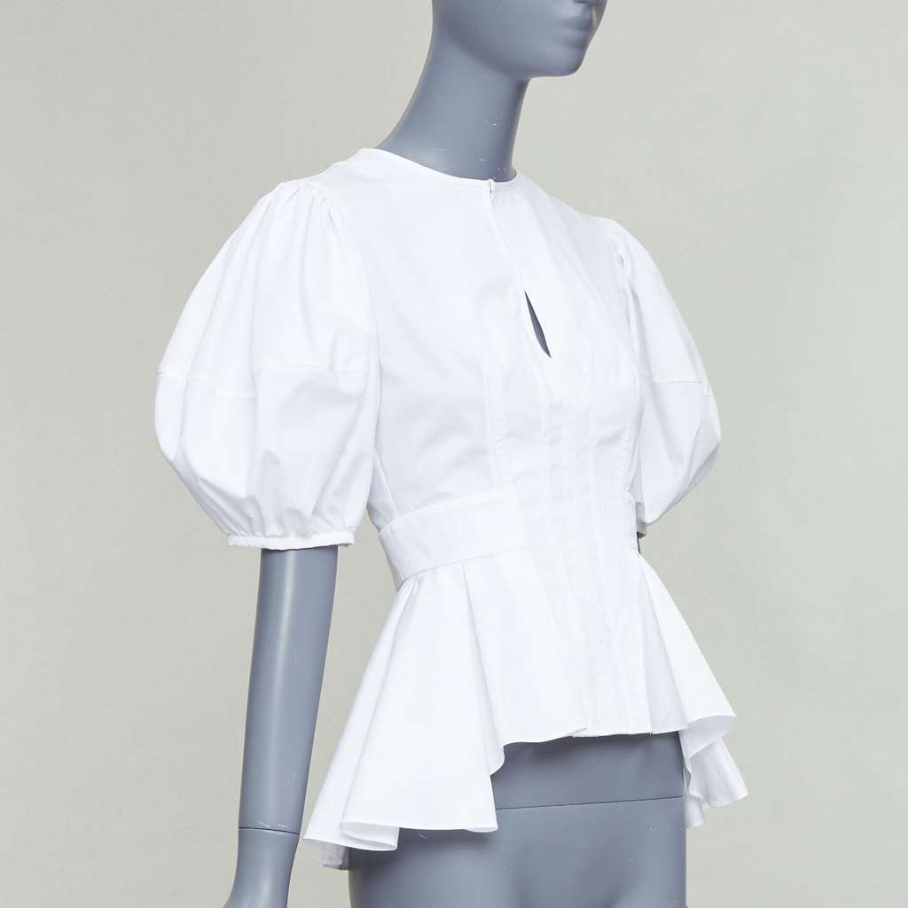 Alexander Mcqueen Pleated Peplum Shirt White Cotton Good condition - Inside View