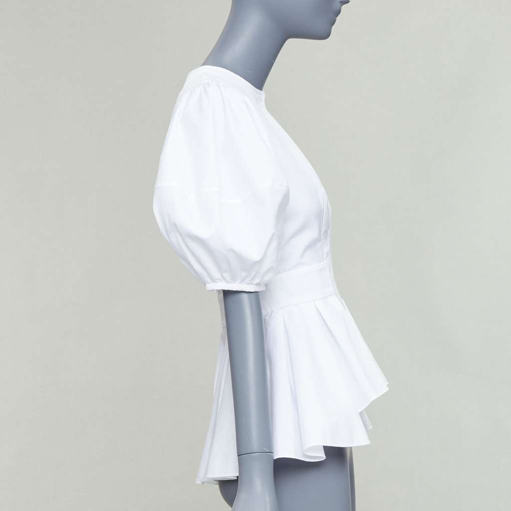 Alexander Mcqueen Pleated Peplum Shirt White Cotton Good condition - Model View