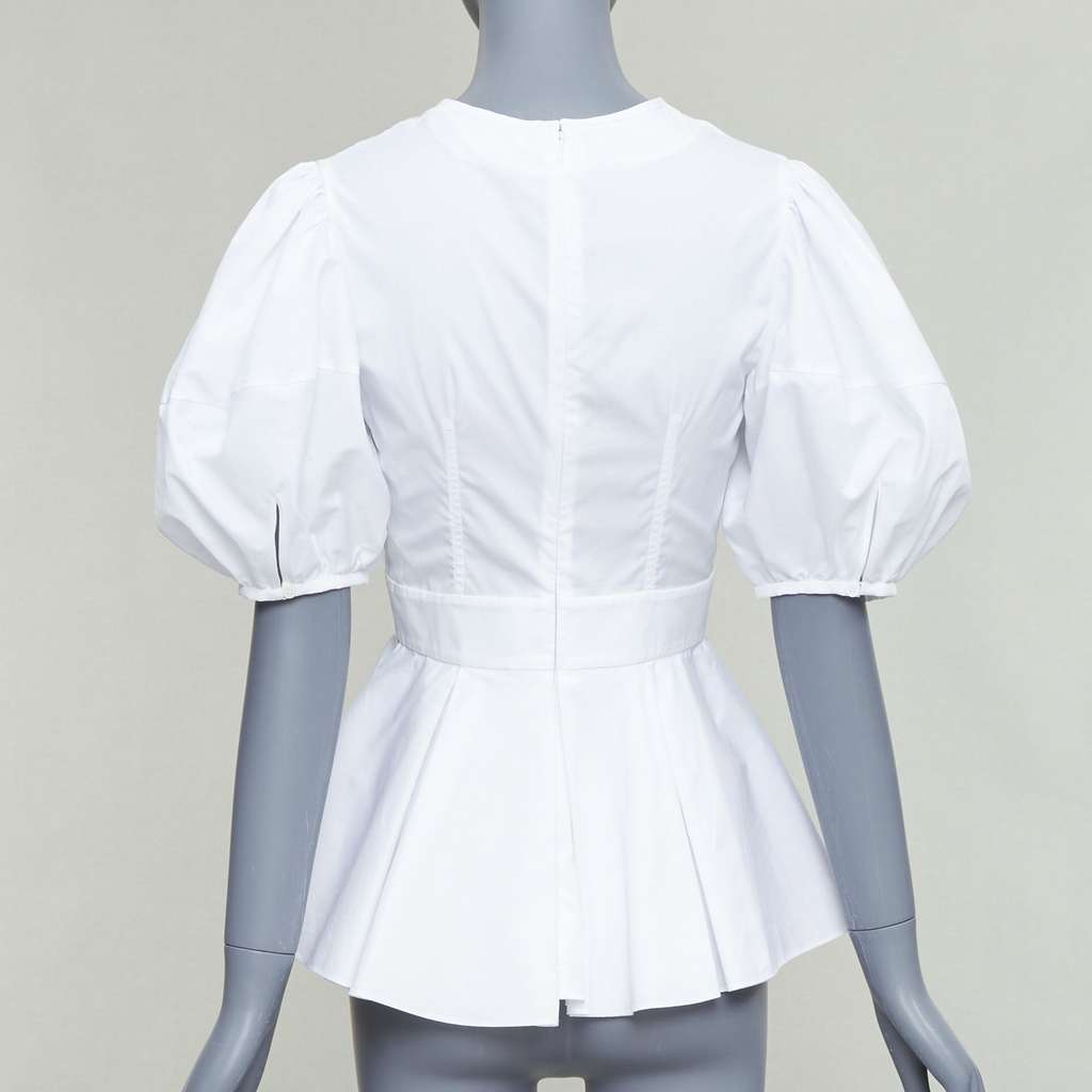 Alexander Mcqueen Pleated Peplum Shirt White Cotton Good condition - Box View