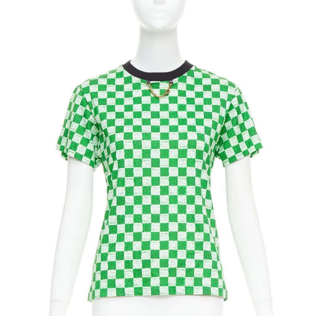 Louis Vuitton Damier Chain Shirt Green Cotton Very good - Front View