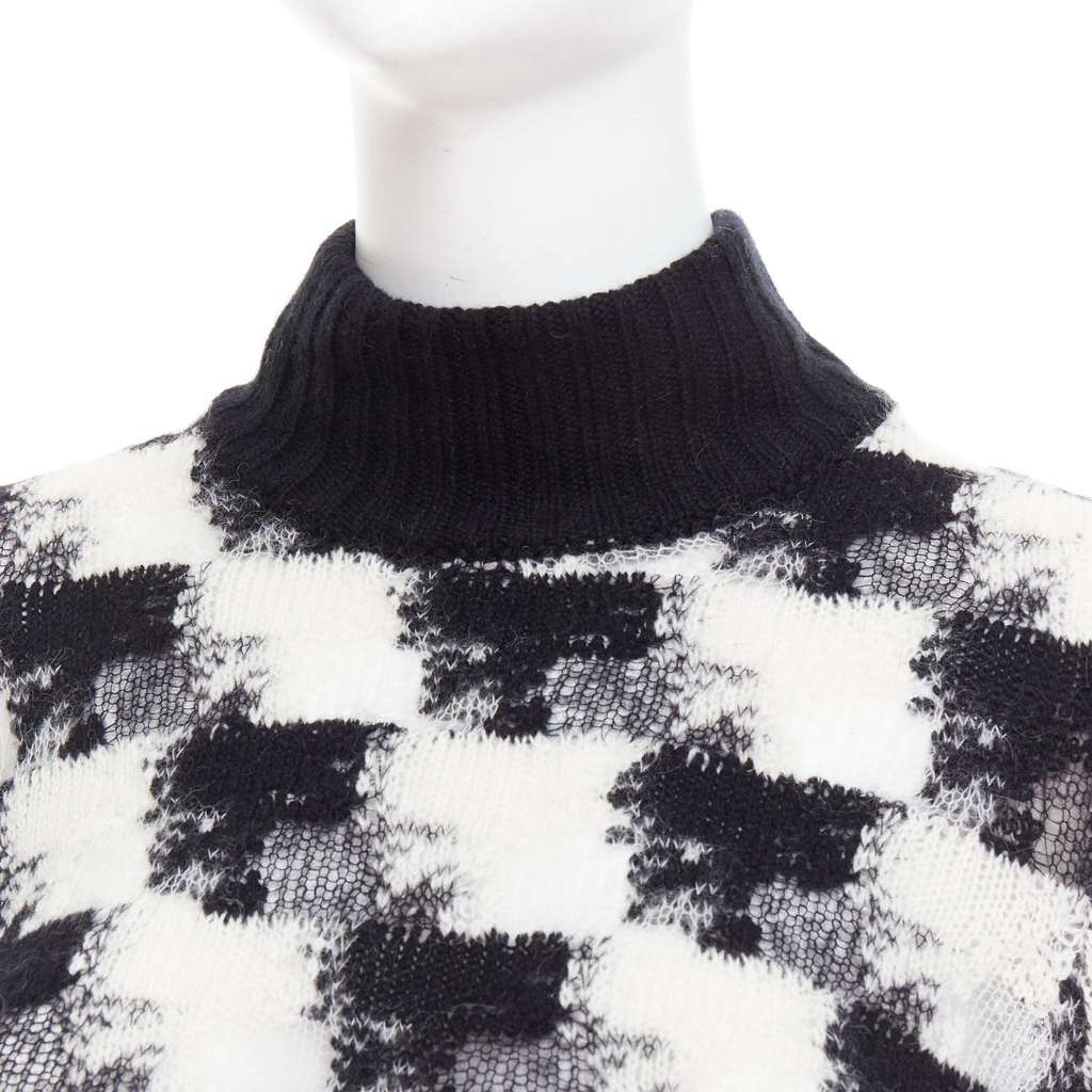 Dior Check Sheer Turtleneck Black Cashmere Very good - Back View
