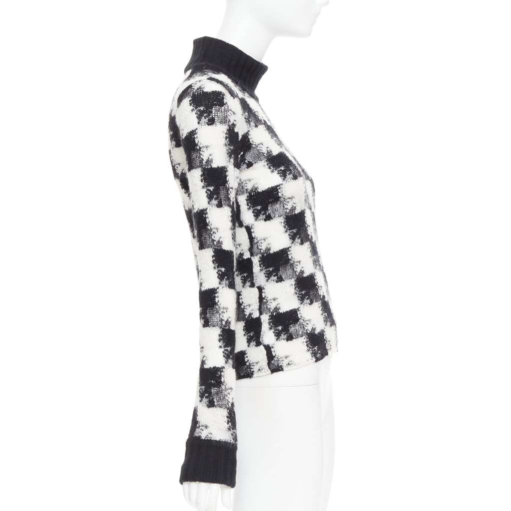 Dior Check Sheer Turtleneck Black Cashmere Very good - Model View