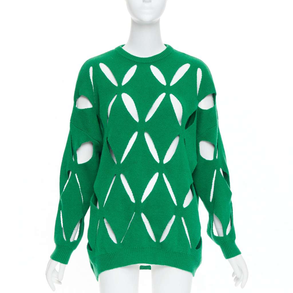 Valentino Garavani Green Cutout Sweater Green Wool Very good - Front View