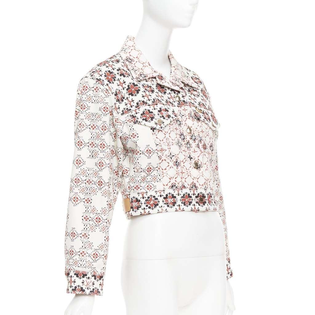 Louis Vuitton Floral Denim Jacket Beige Cotton Very good - Inside View