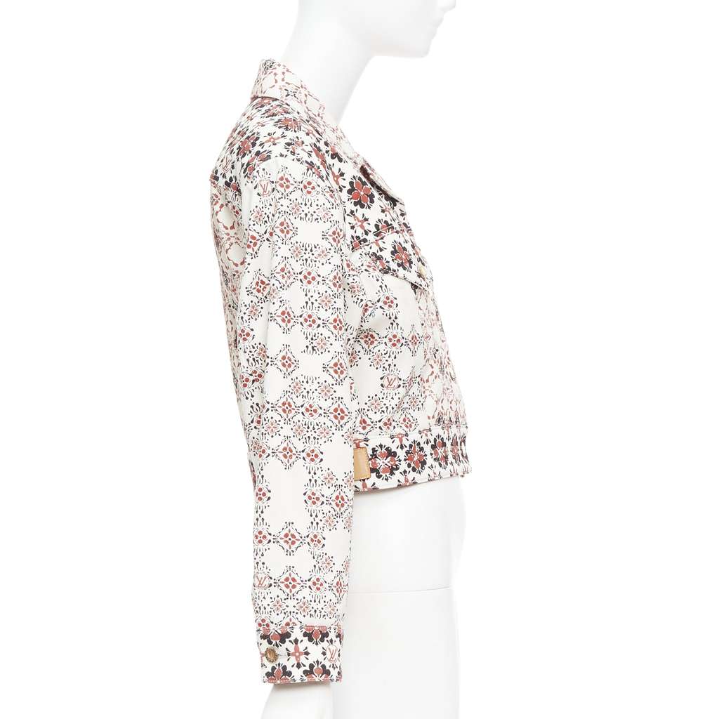 Louis Vuitton Floral Denim Jacket Beige Cotton Very good - Model View