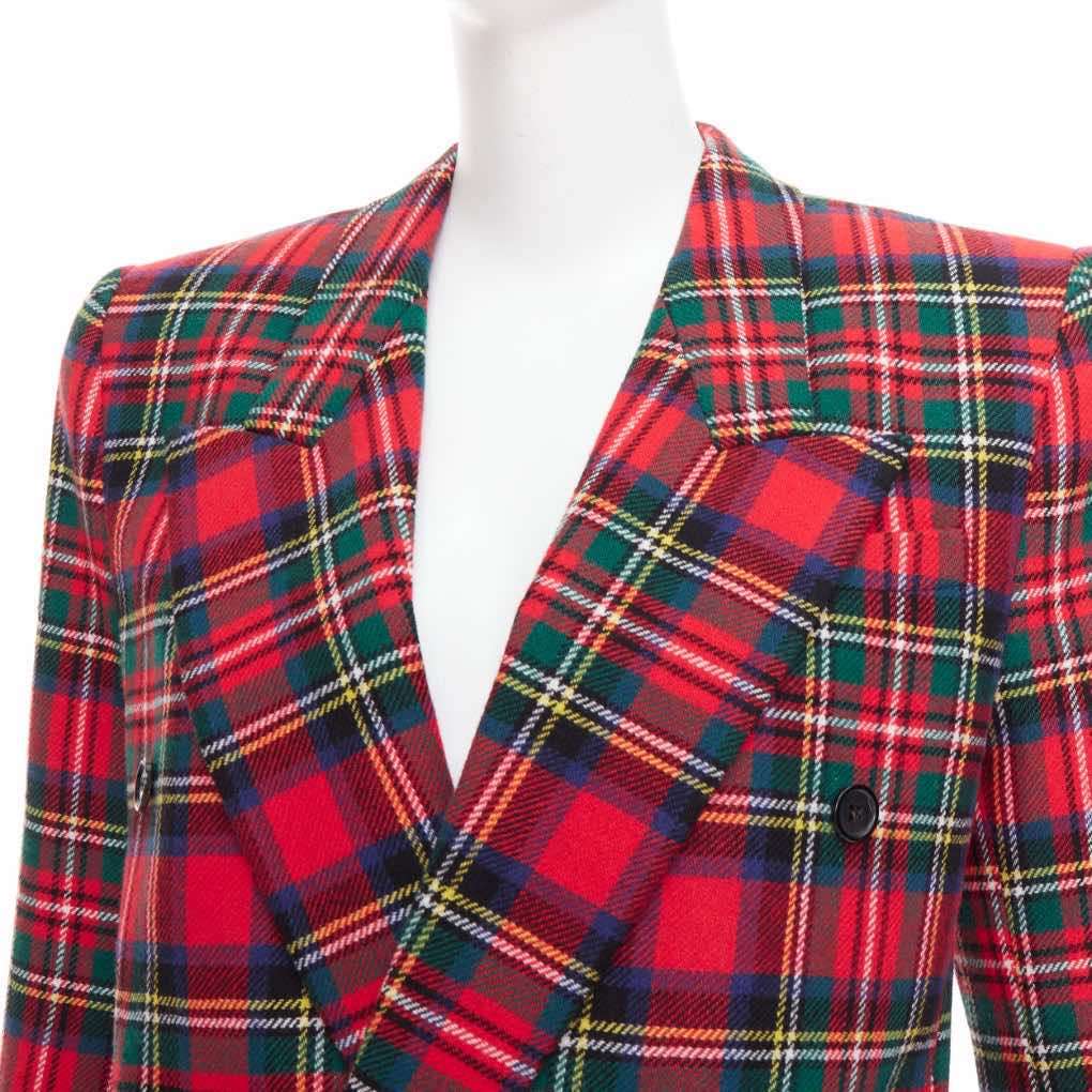 Saint Laurent Plaid Wool Blazer Red Wool Very good - Back View