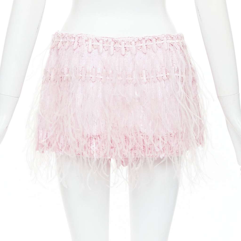 Valentino Sequin Feather Skirt Pink Silk Very good condition - Box View