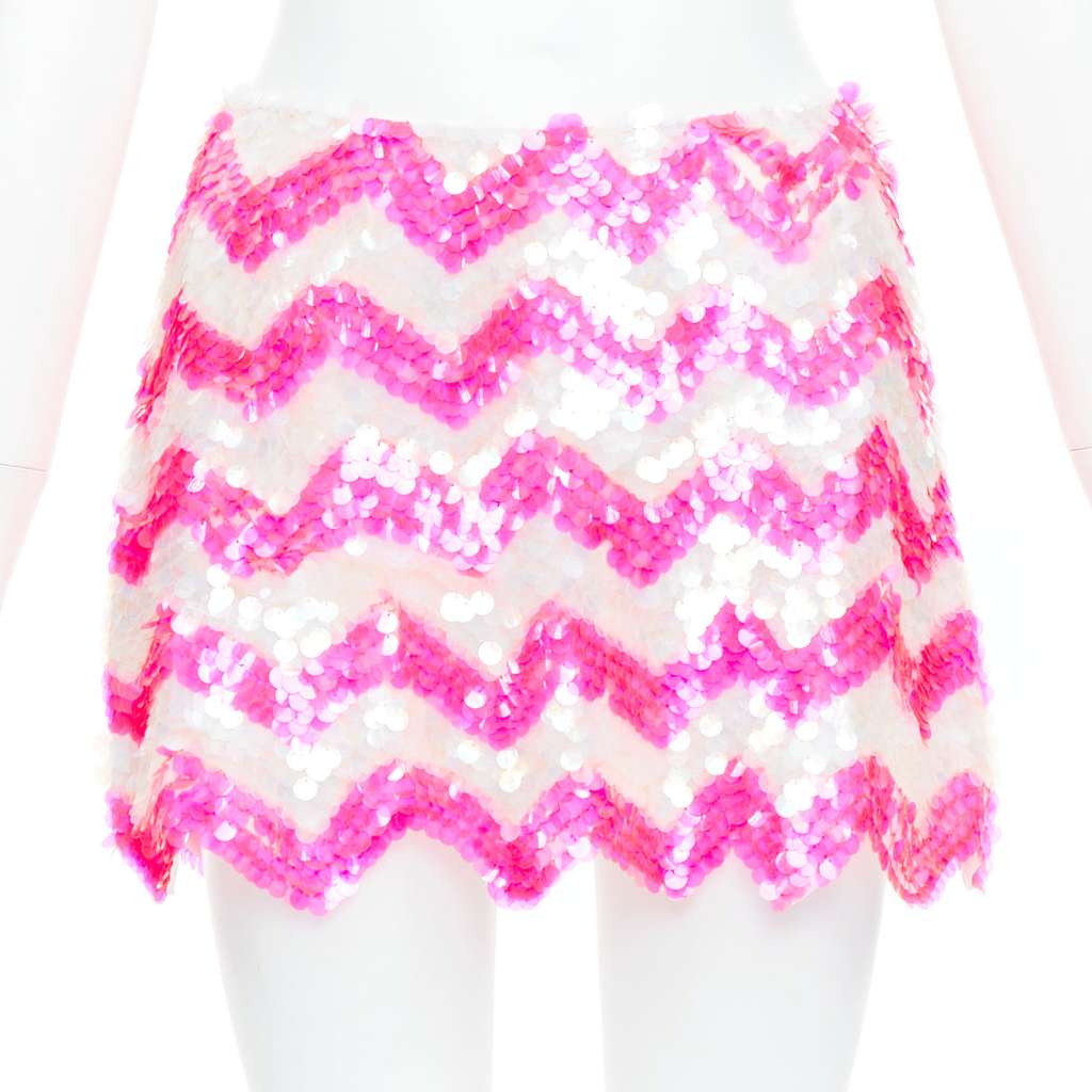 Ashish Chevron Sequin Skirt Pink Viscose Very good - Front View