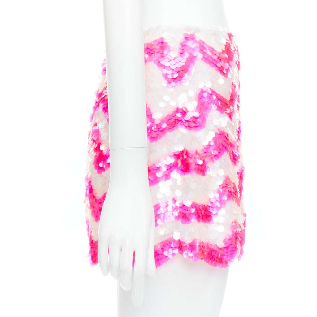 Ashish Chevron Sequin Skirt Pink Viscose Very good - Model View