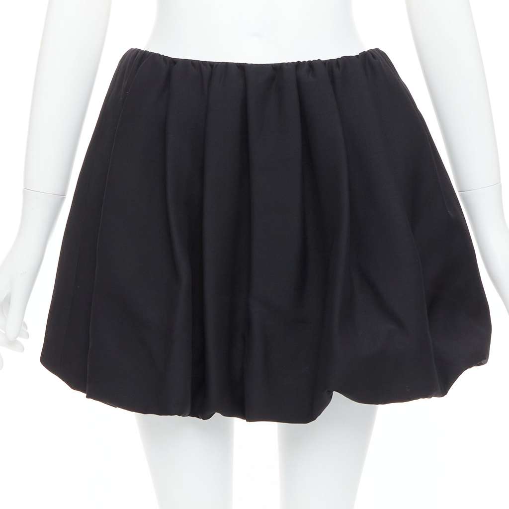 Valentino Bubble Crepe Skirt Black Wool Very good - Front View