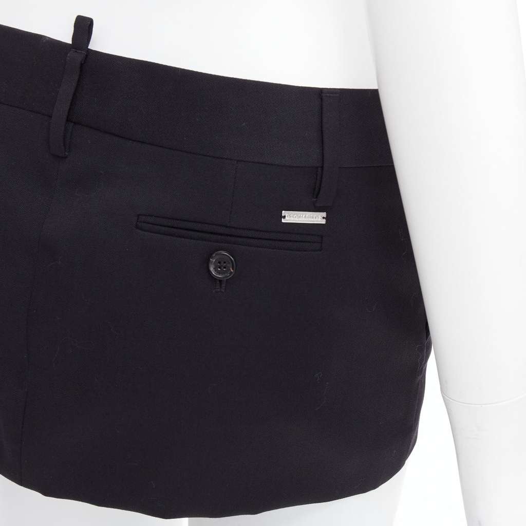 Dsquared2 Micro Wool Skirt Black Wool Very good condition - Back View