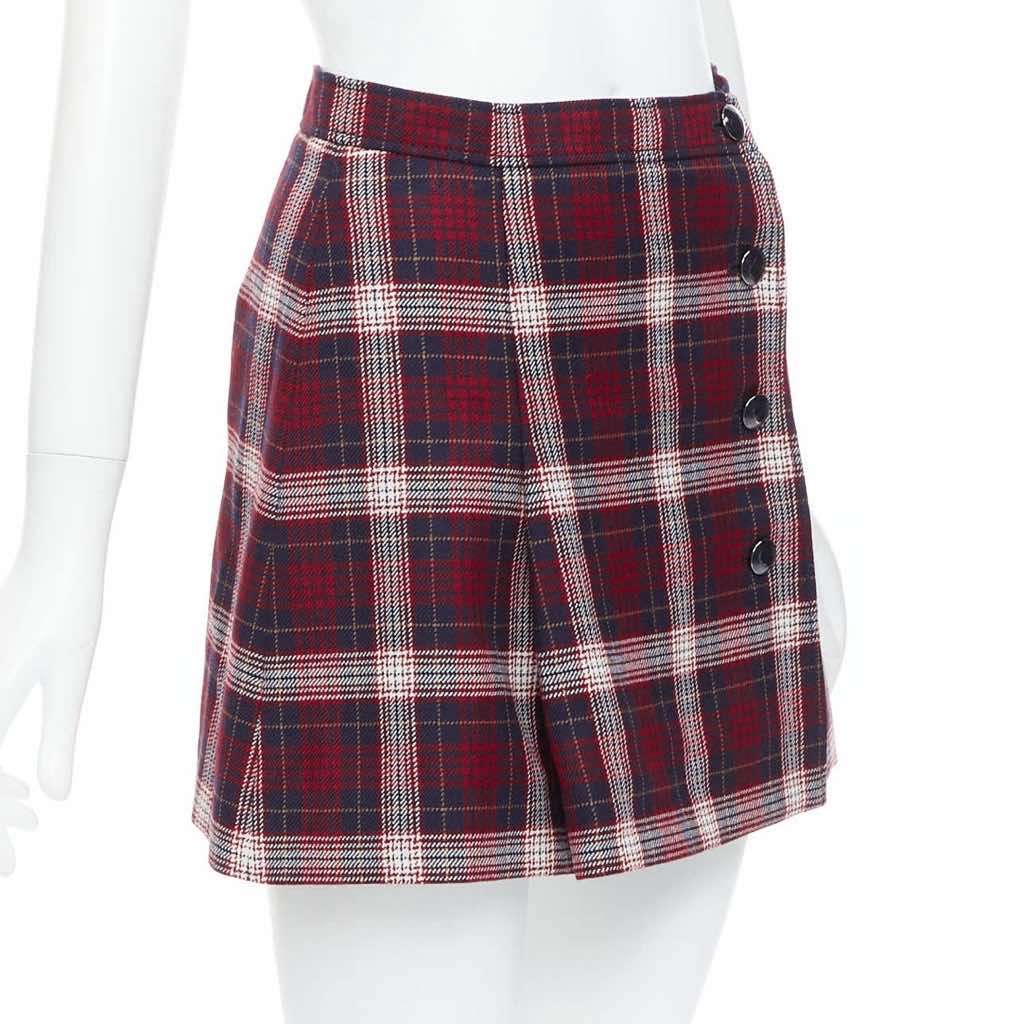 Dior Plaid A-line Skirt Navy Wool Very good - Inside View