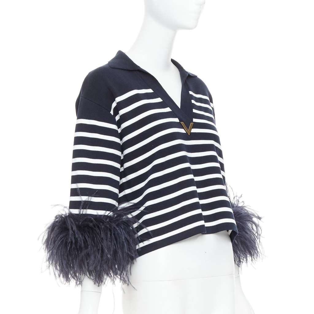 Valentino Feather Polo Top Black Cotton Very good - Inside View