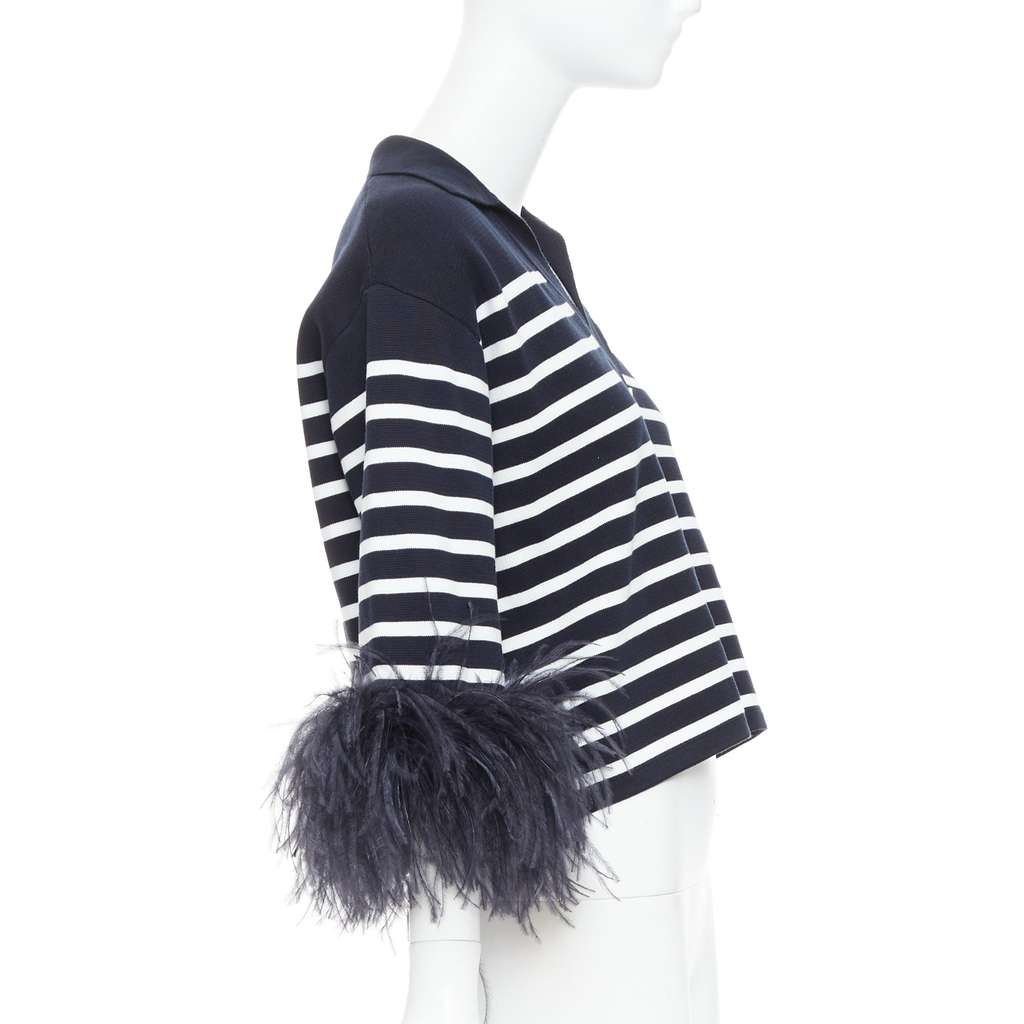 Valentino Feather Polo Top Black Cotton Very good - Model View