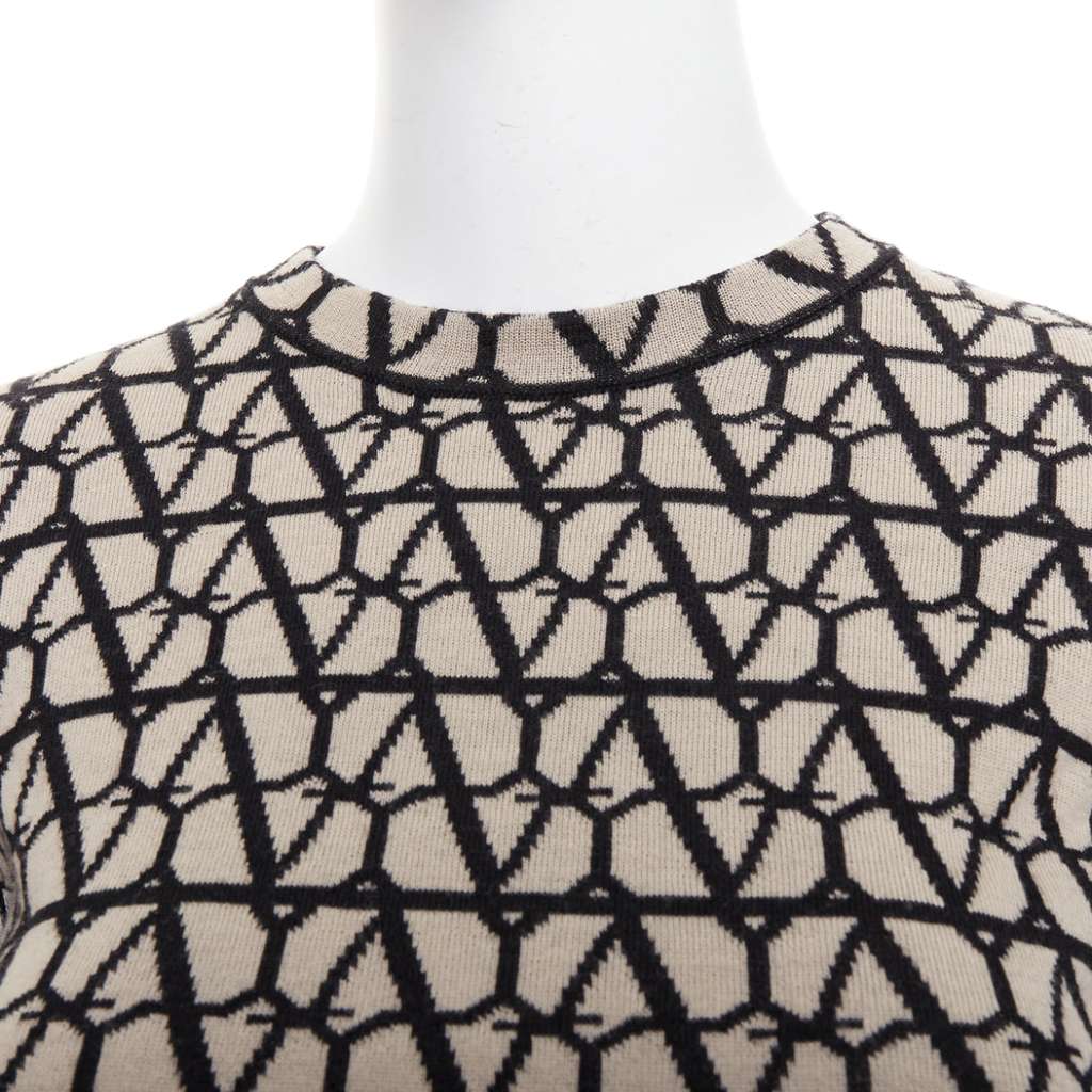 Valentino Iconographe Crop Sweater Beige Wool Very good - Back View