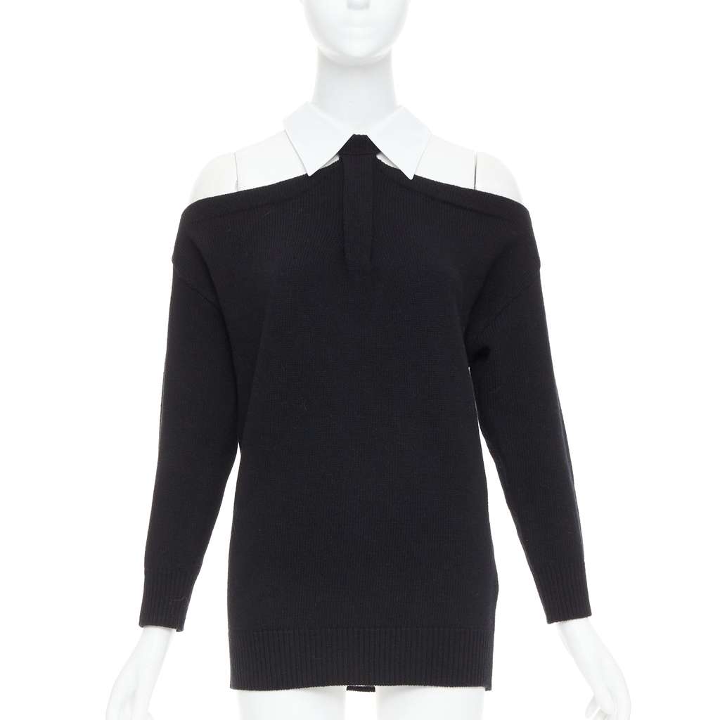 Valentino Cold Shoulder Sweater Black Wool Very good - Front View