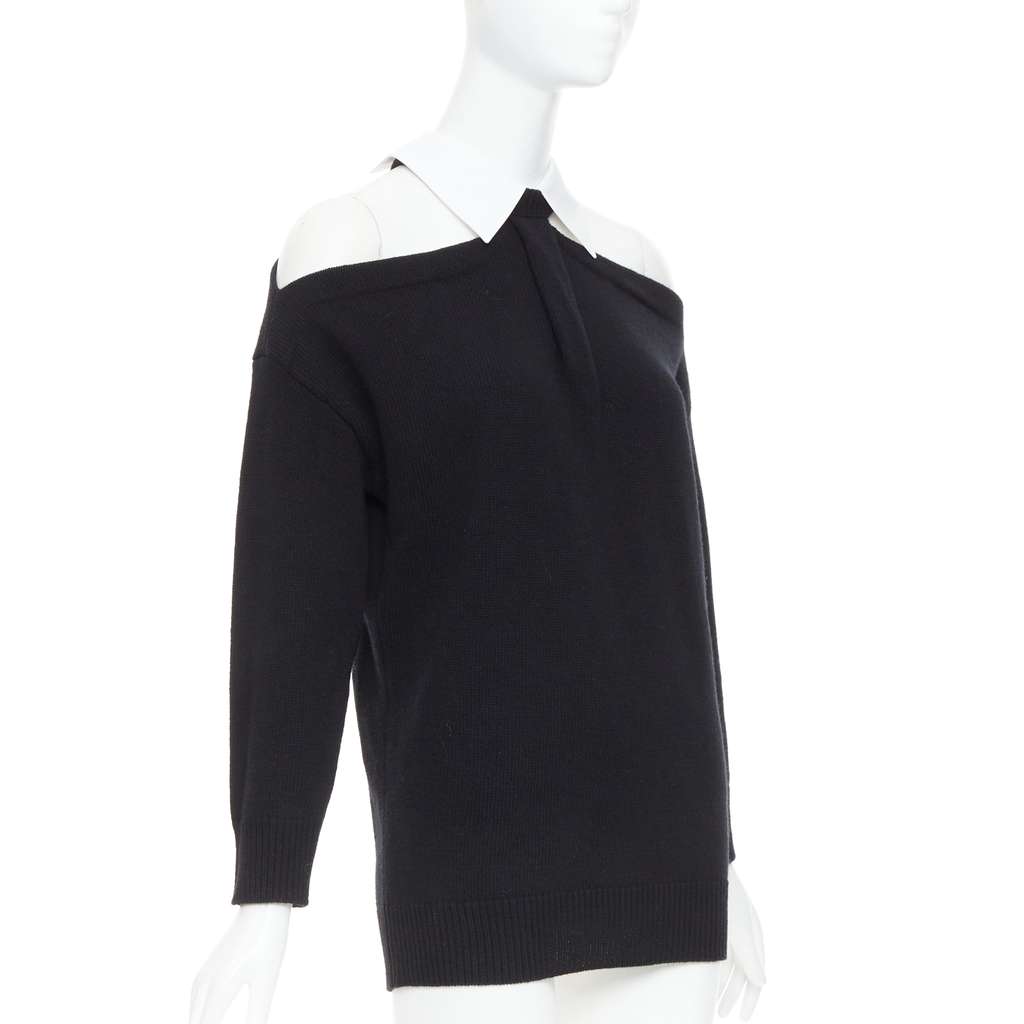 Valentino Cold Shoulder Sweater Black Wool Very good - Inside View