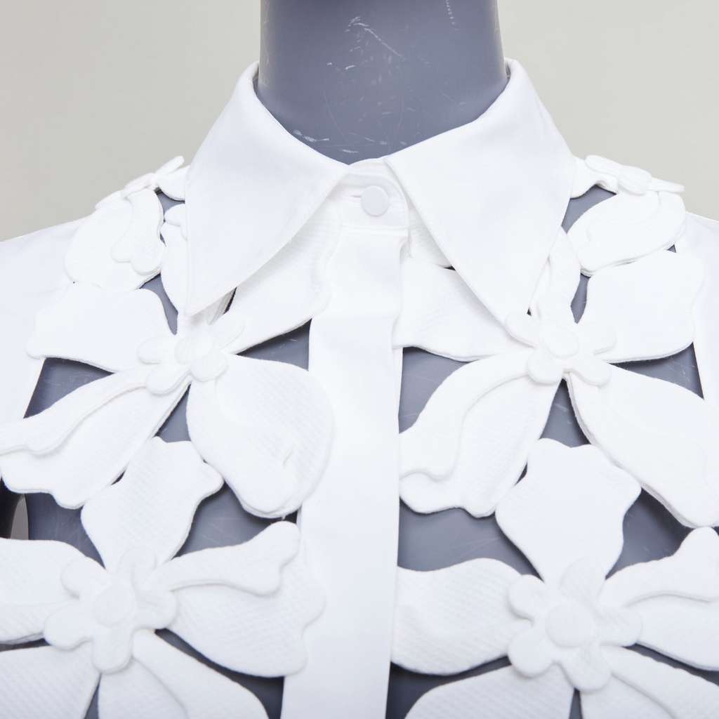 Valentino Floral Bib Shirt White Cotton Very good - Back View