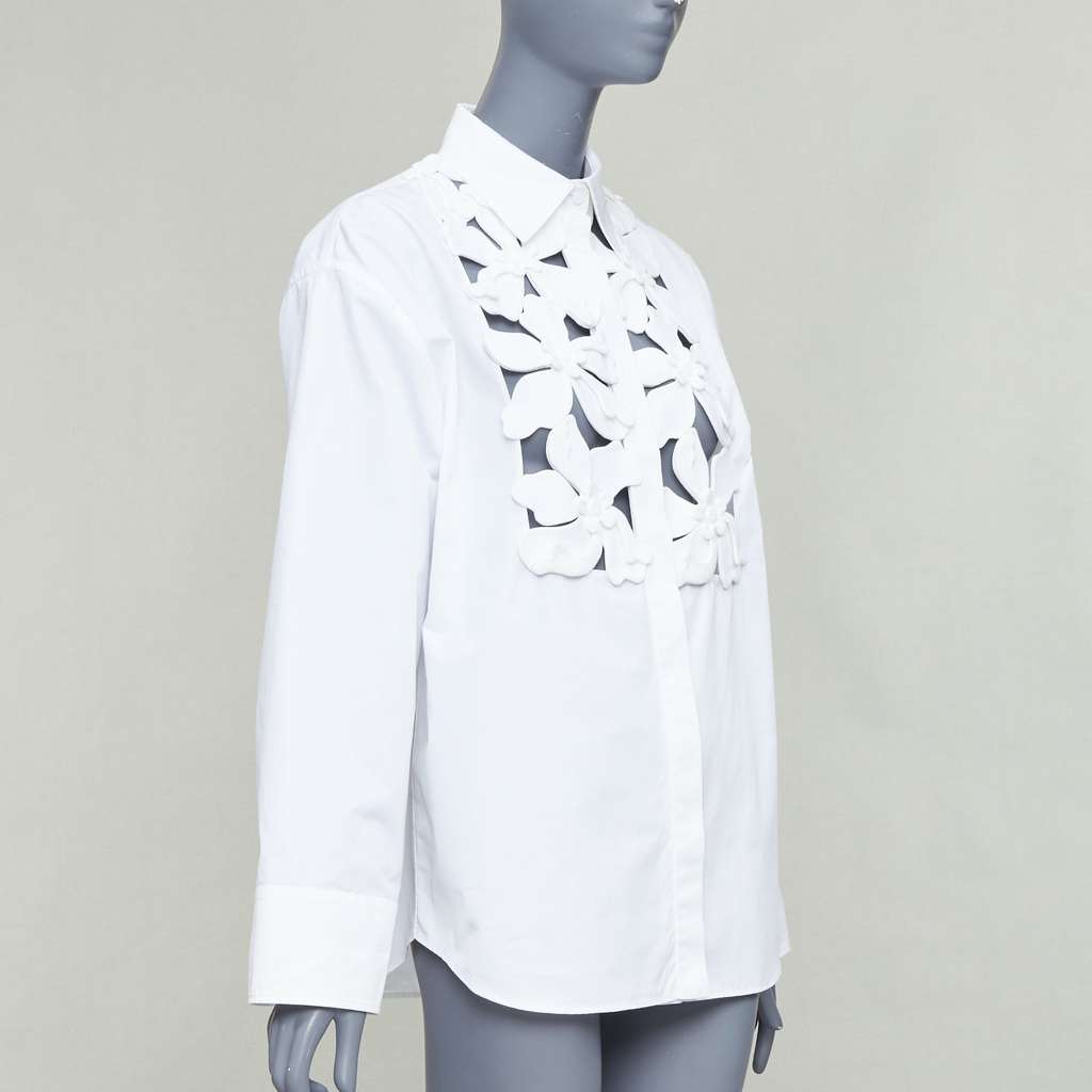 Valentino Floral Bib Shirt White Cotton Very good - Inside View