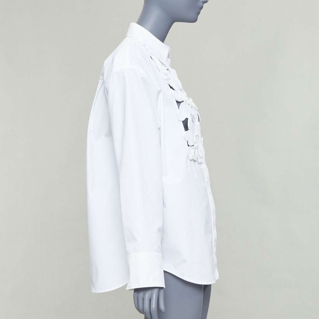 Valentino Floral Bib Shirt White Cotton Very good - Model View