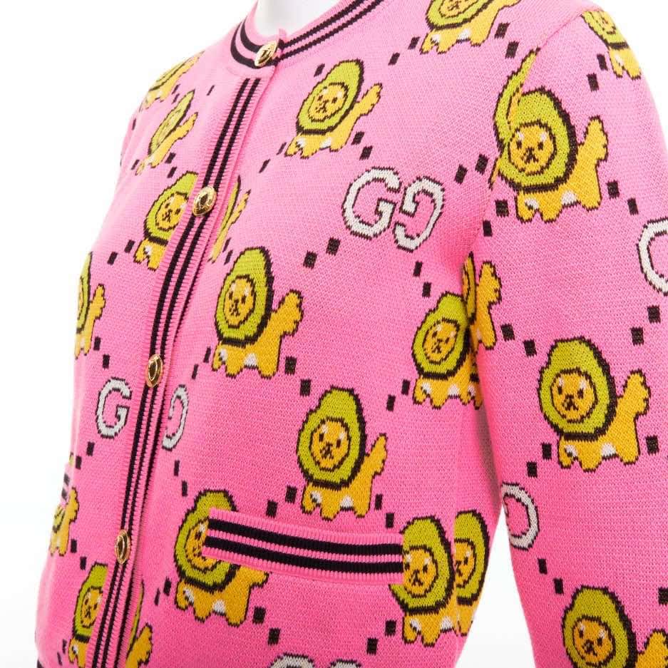 Gucci Kawaii Lion Cardigan Pink Cotton Very good - Back View