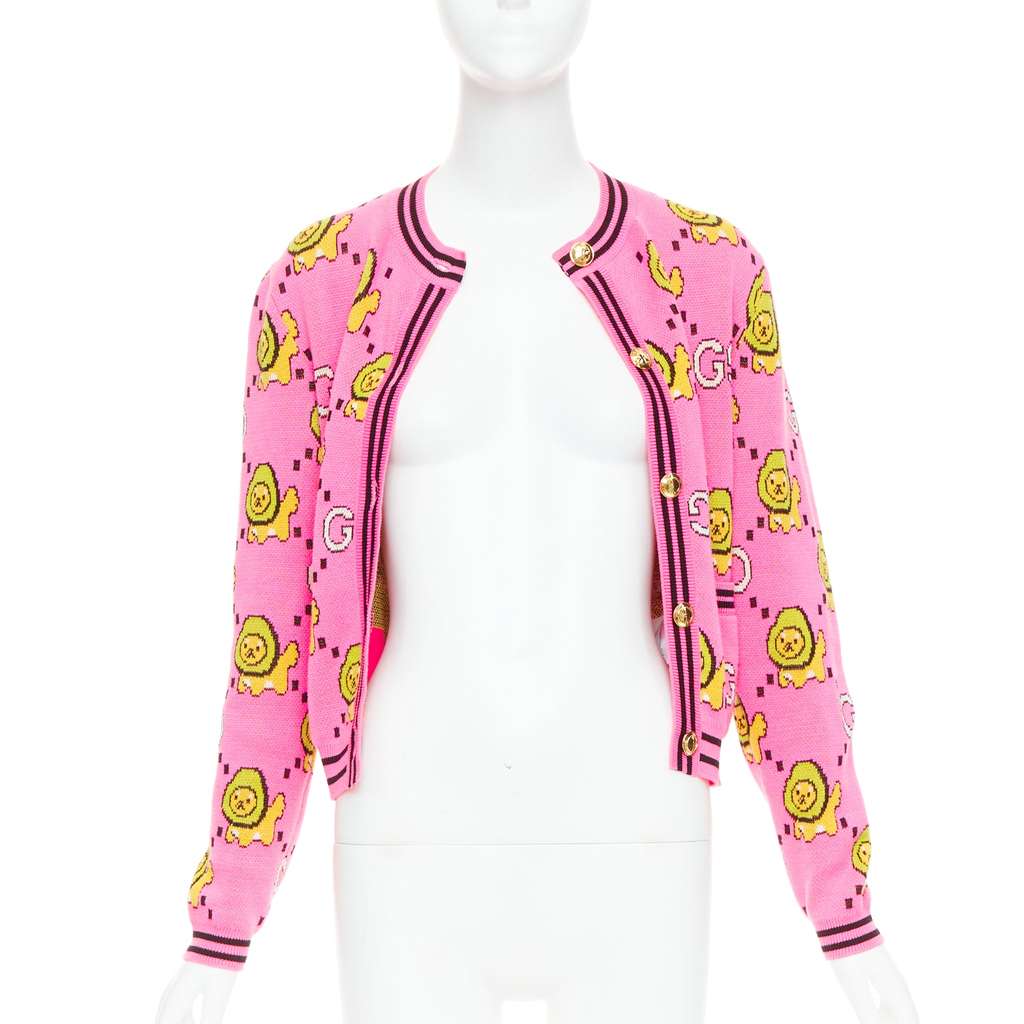 Gucci Kawaii Lion Cardigan Pink Cotton Very good - Inside View