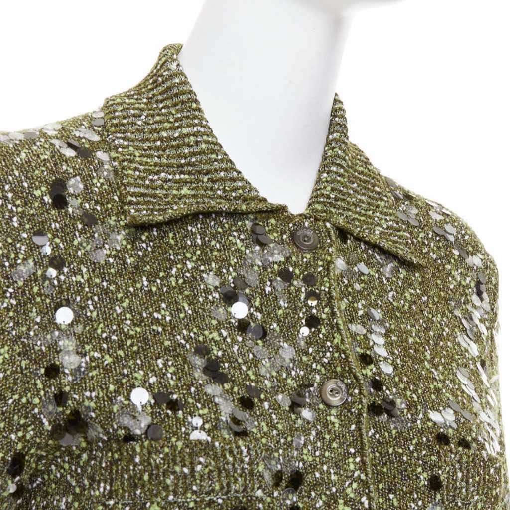 Gucci Pailettes Boucle Cardigan Green Viscose Very good - Back View