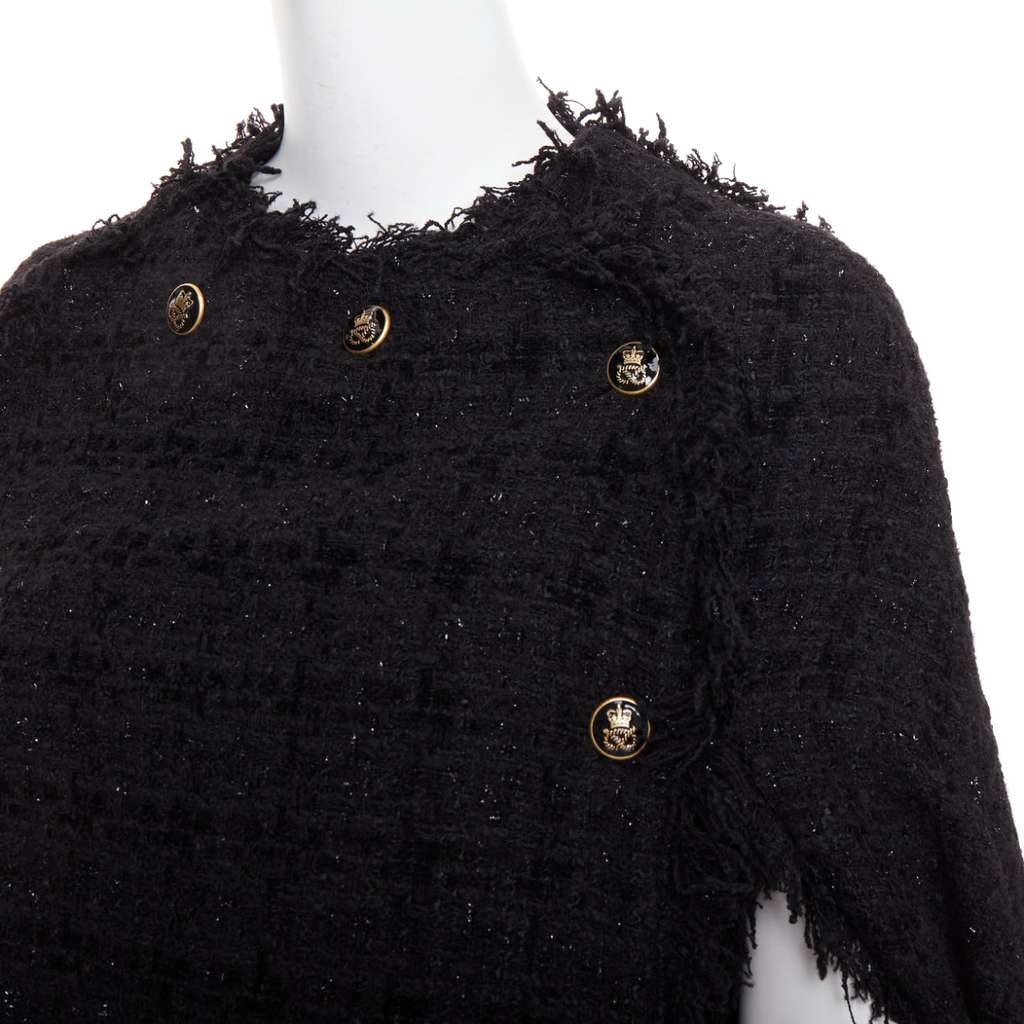 MSGM Fringe Cape Coat Black Tweed Very good - Back View