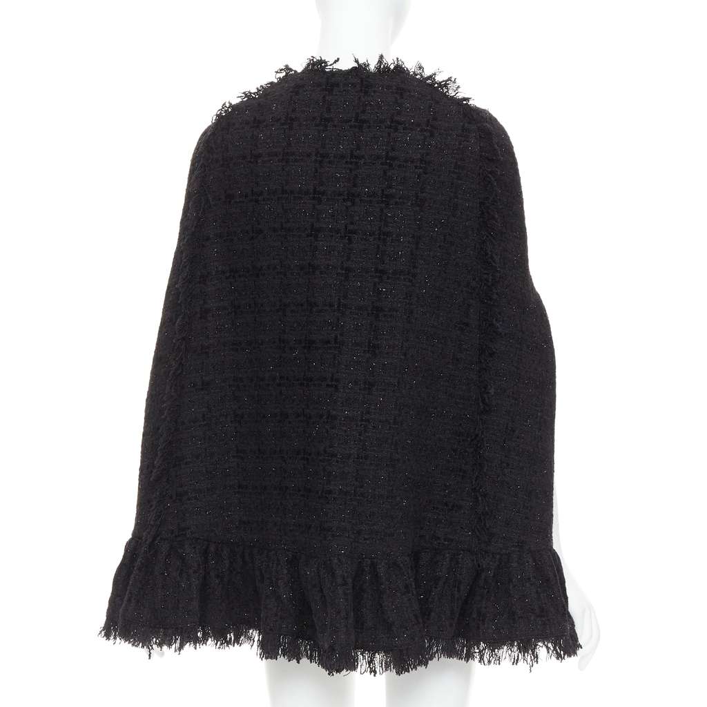 MSGM Fringe Cape Coat Black Tweed Very good - Box View