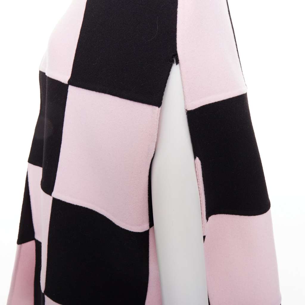 Valentino Checkered Cape Coat Black Wool Very good - Back View
