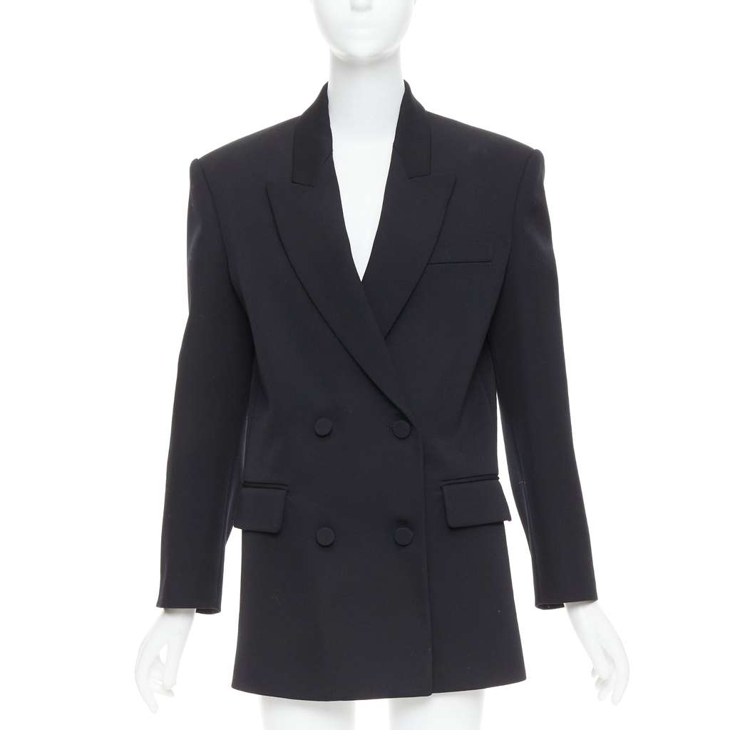 Valentino Double Breasted Coat Black Wool Very good - Front View