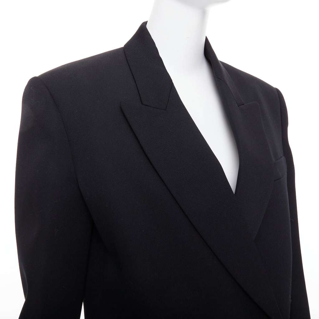 Valentino Double Breasted Coat Black Wool Very good - Back View