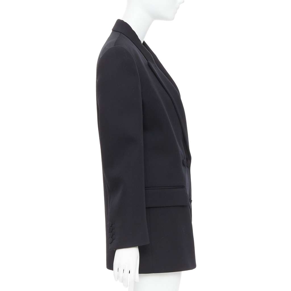 Valentino Double Breasted Coat Black Wool Very good - Model View