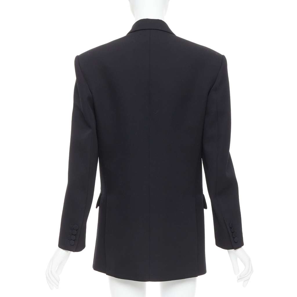 Valentino Double Breasted Coat Black Wool Very good - Box View