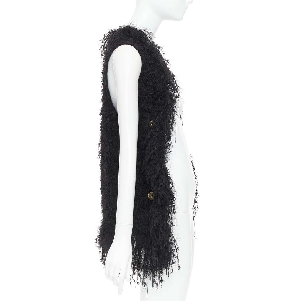 Balmain Fringe Drape Vest Gold Viscose Very good - Model View
