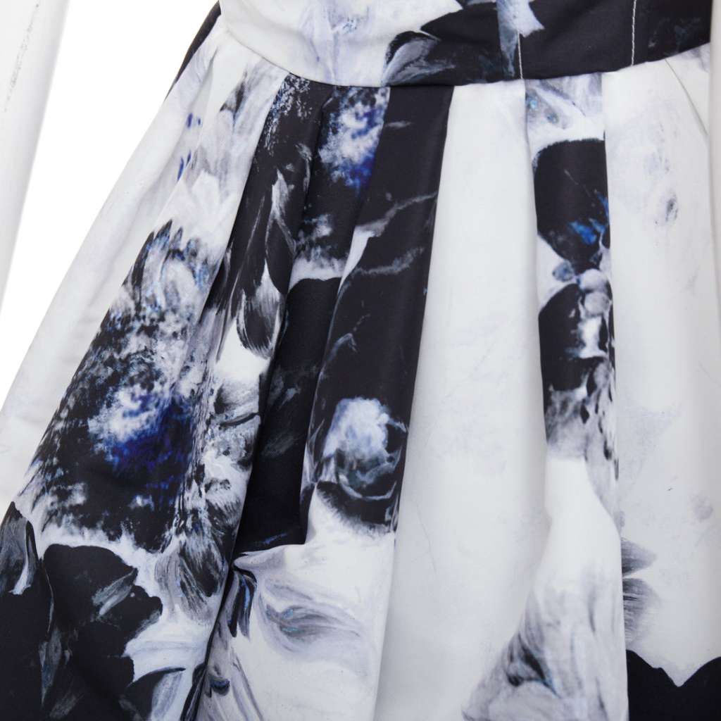 Alexander McQueen Ink Floral Dress White Polyester Very good - Back View