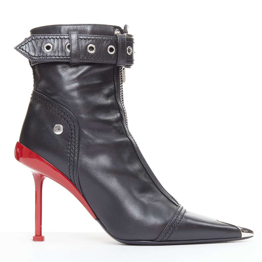 Alexander McQueen Slash Black Leather Good - Front View