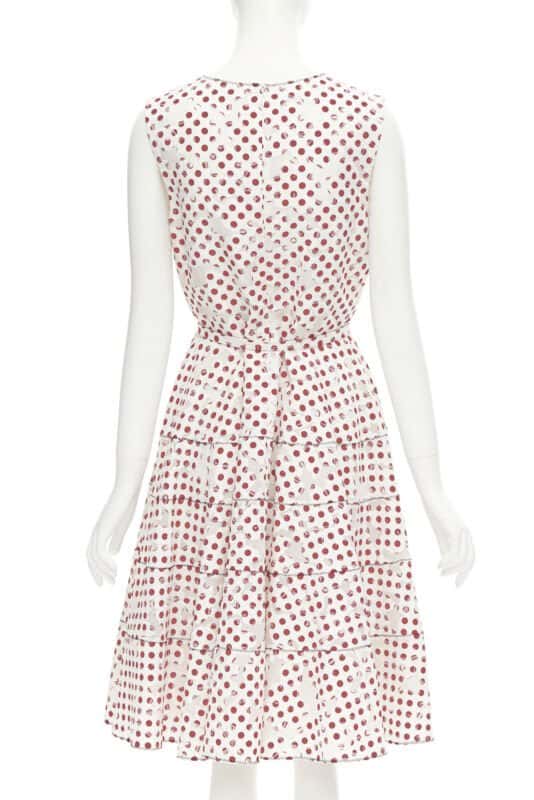 Oscar De La Renta Polkadot Devore Dress White Cotton Very good - Box View