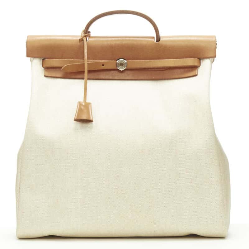 Hermès Herbag Beige Leather Fair condition - Front View