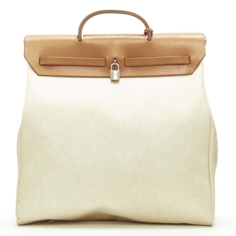 Hermès Herbag Beige Leather Fair condition - Box View