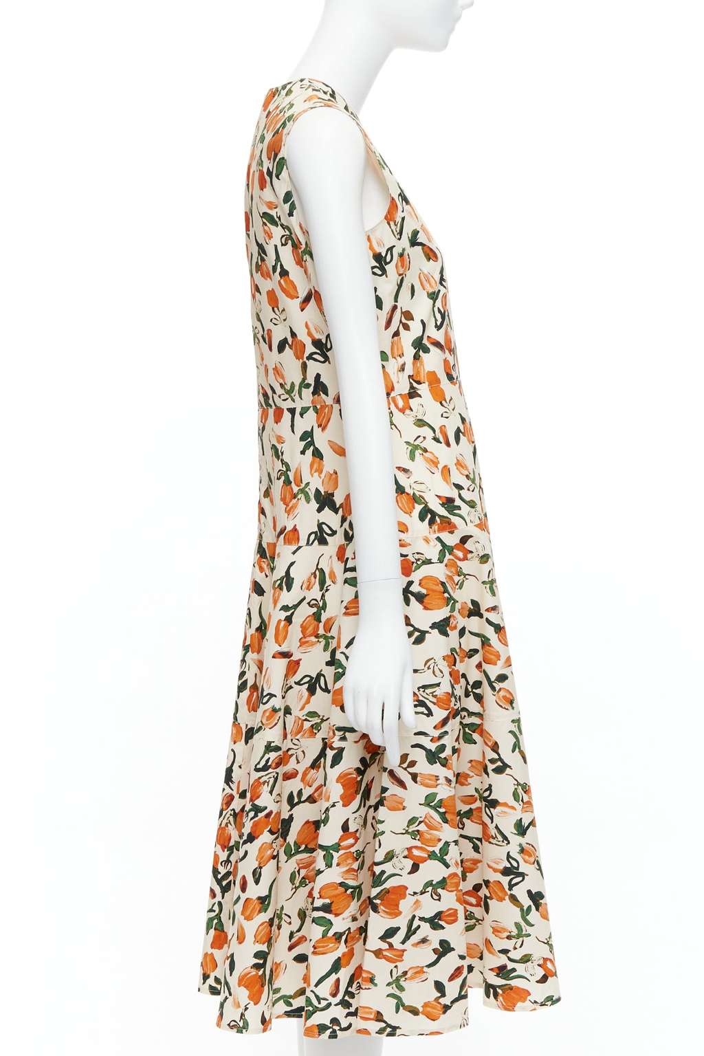 Marni Tulip Summer Dress Orange Cotton Never worn - Model View