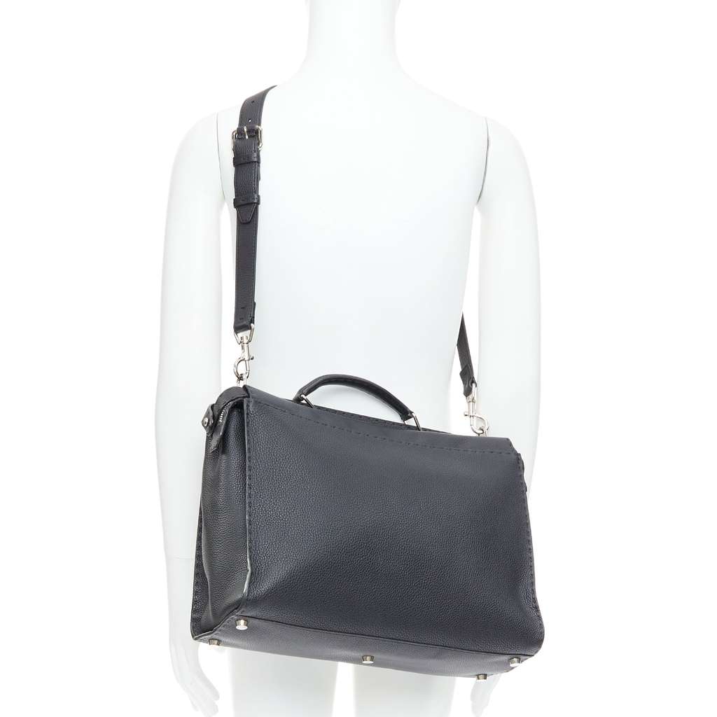 Fendi Peekaboo Black Leather Good - Back View