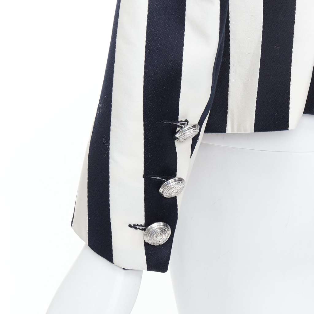 Balmain Striped Power Blazer Black Cotton Never worn - Back View